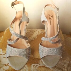 L' Lorraine Silver Sparkle Sandals